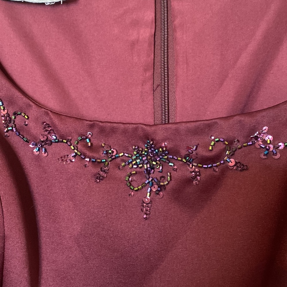 Michelangelo Party dress Burgundy chiffon overlay empire waist - Picture 8 of 10